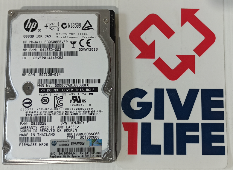 HPE HUC109060CSS600 600GB HDD 2.5" SAS-2 6GB/S 10K 64MB - 641552-003 - Imagen 2