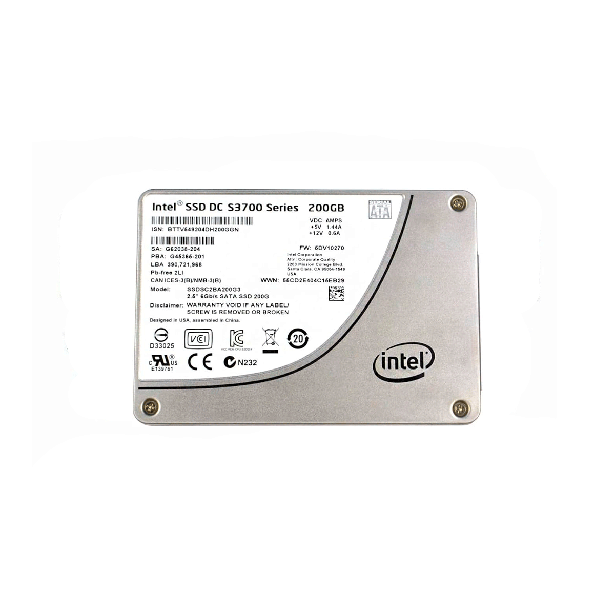 INTEL DC S37100 SERIES SSDSC2BA200G3 SSD 200GB 2.5" SATA 6GB/S - Imagen 2