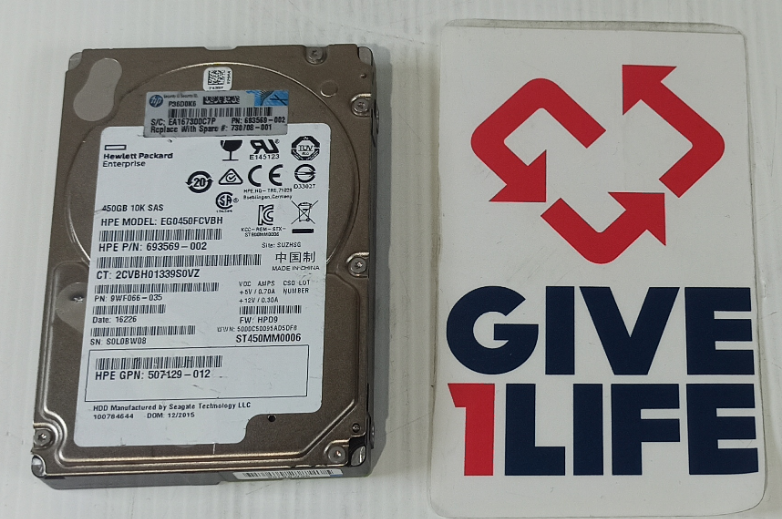 HPE ST450MM0006 450GB HDD 2.5" SAS-2 6GB/S 10K 64MB - 693569-002 - Imagen 3