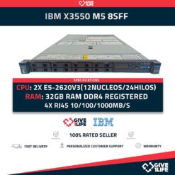 Servidor Rack IBM X3550 M5 8SFF 2xE5-2620V3 + 32GB DDR4 + M5210 + 2PSU 5463-AC1