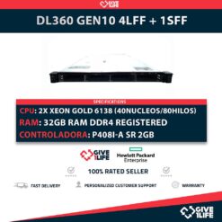 HP Proliant DL360 Gen10 4LFF + 1SFF 2x Gold 6138 (40 Núcleos/ 80 Hilos) 32GB ECC DDR4 P408i-a SR/2GB 331FLR 2x PSU