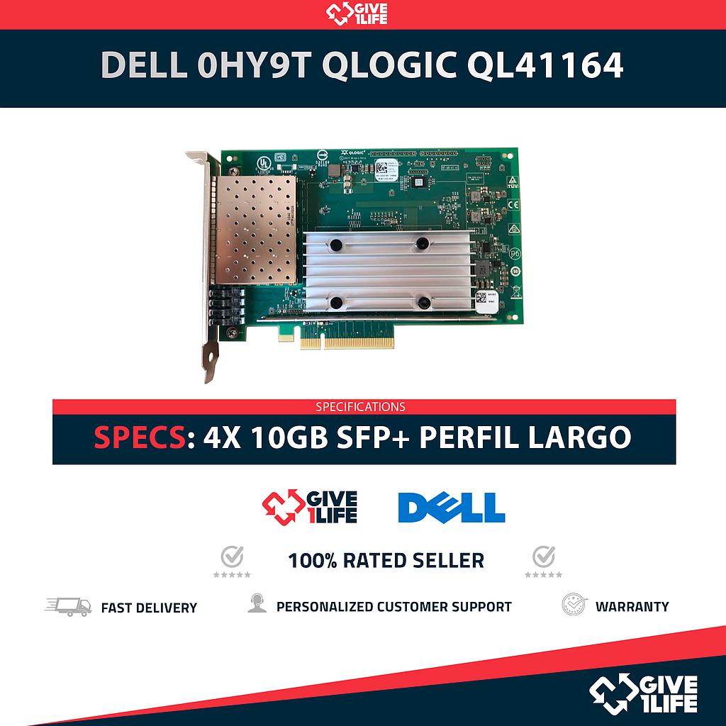 DELL 0HY9T QLogic QL41164 4x 10GB/s SFP+ TARJETA DE RED PERFIL LARGO