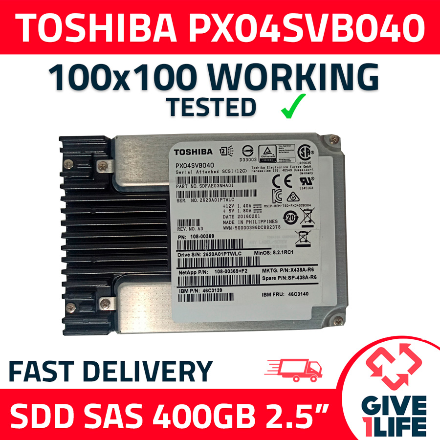 TOSHIBA PX04SVB040 400GB SSD 2.5" SAS-3 12GB/S - SERVIDORES HP / DELL / IBM