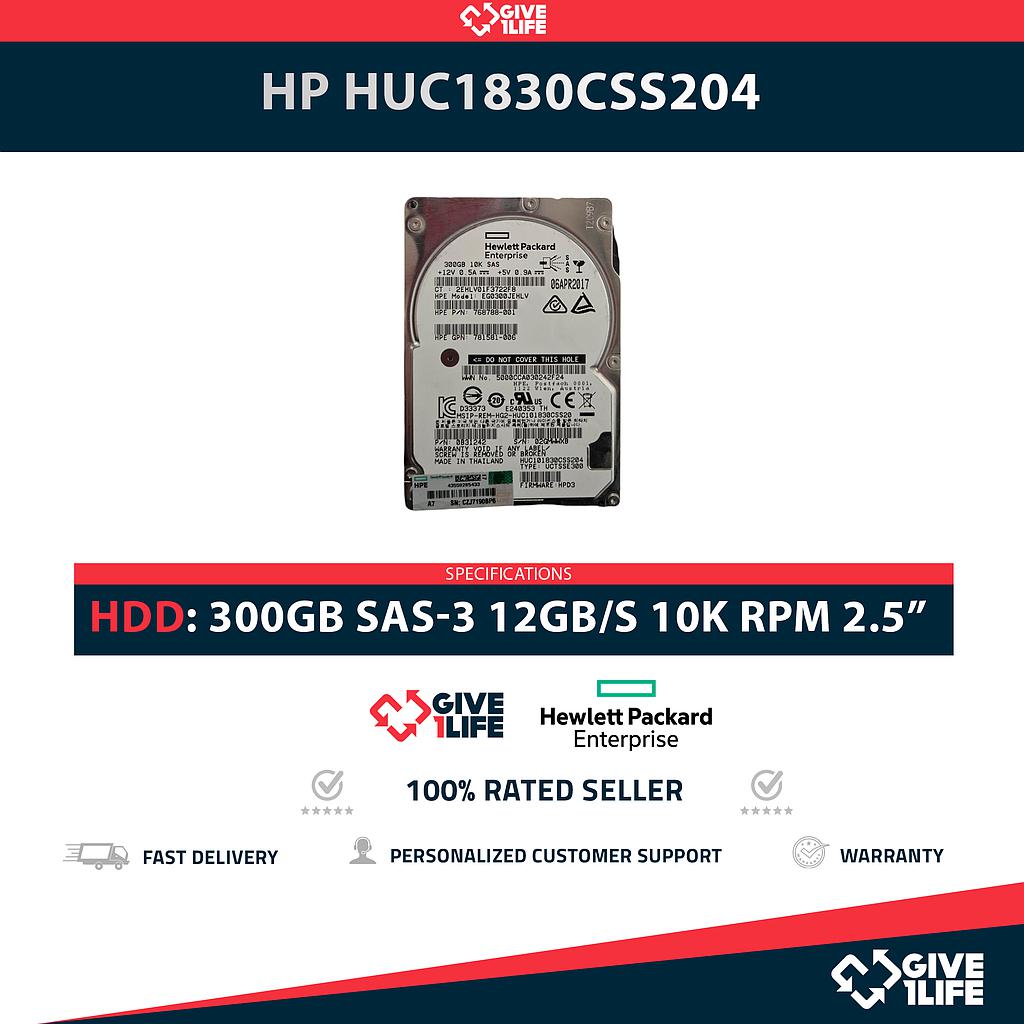 HP HUC1830CSS204 300GB HDD 2.5" SAS-3 12GB/S 10.5K 128MB