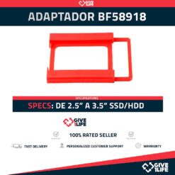 ADAPTADOR BF58918 SSD/HDD 2.5" A 3.5" PLASTICO ROJO PARA PC UNIVERSAL