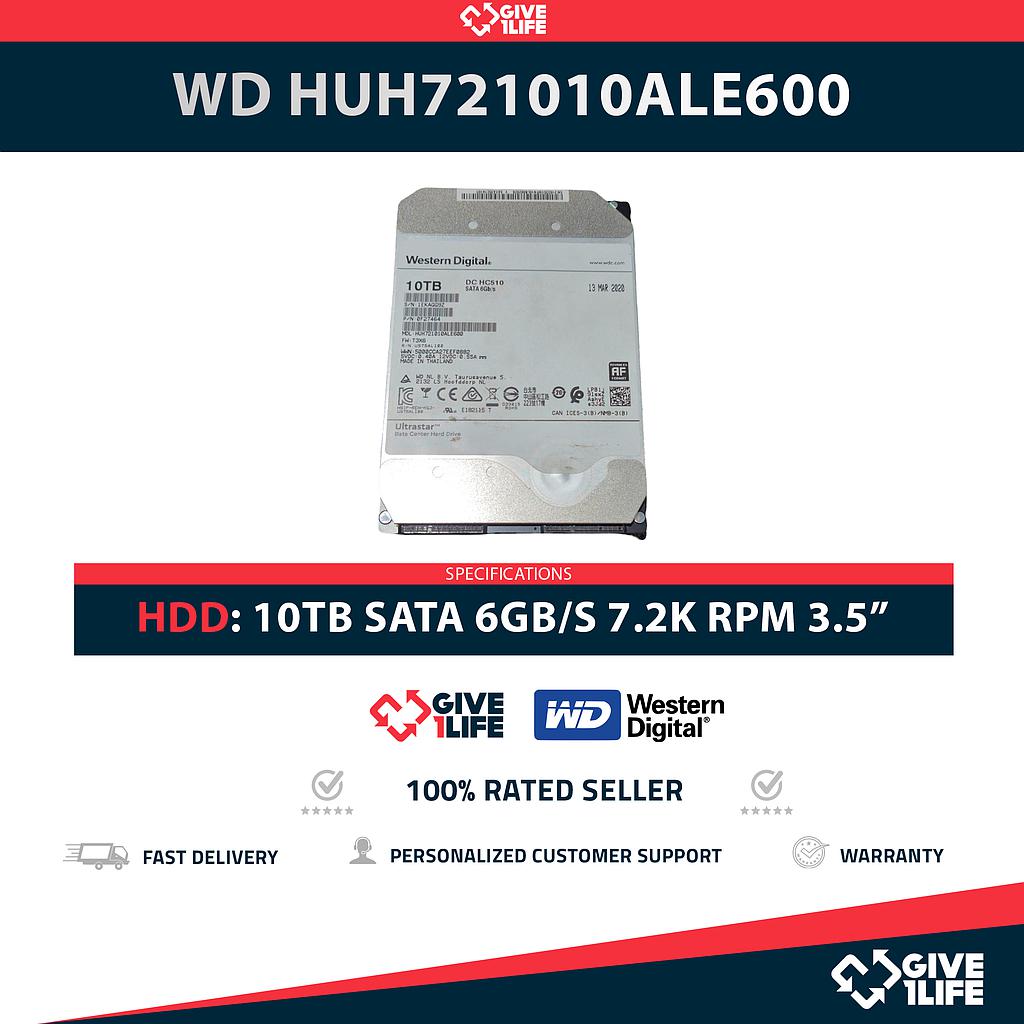 WD HUH721010ALE600 10TB HDD 3.5" SATA 6GB/S 7.2K RPM 256MB