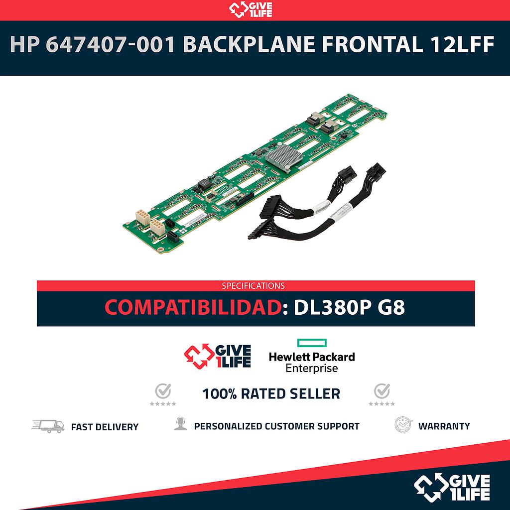 HP 647407-001 Backplane Frontal 12LFF 12 Bahías de 3.5" para DL380p G8