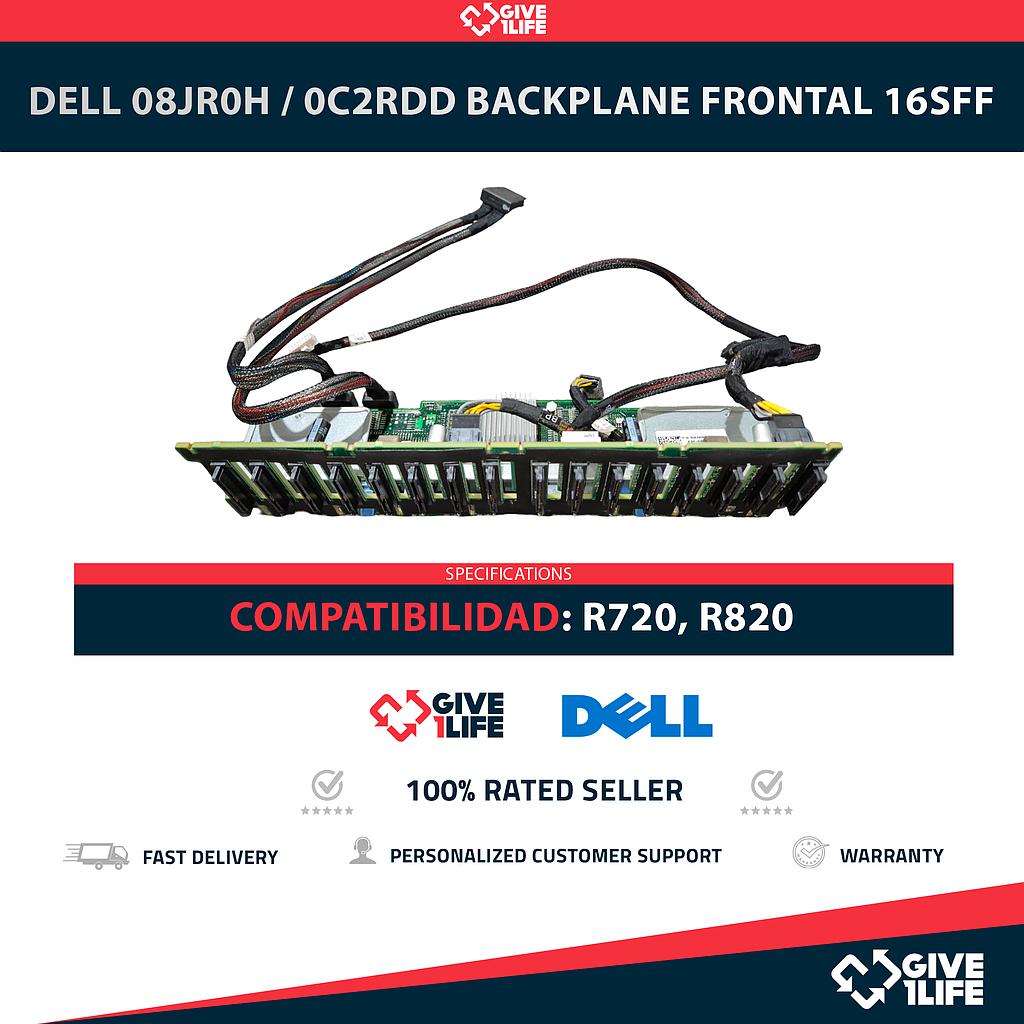 DELL 08JR0H / 0C2RDD / 08X25D Backplane Frontal 16SFF 16 Bahías de 2.5" para R720 y R820