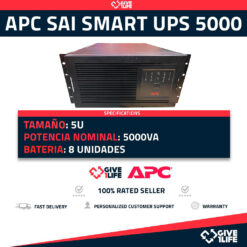 APC SAI SMART-UPS 5000 5U FUENTE DE ALIMENTACION ININTERRUMPIDA 5000VA BATERIAS NUEVAS SUA5000RMI5U