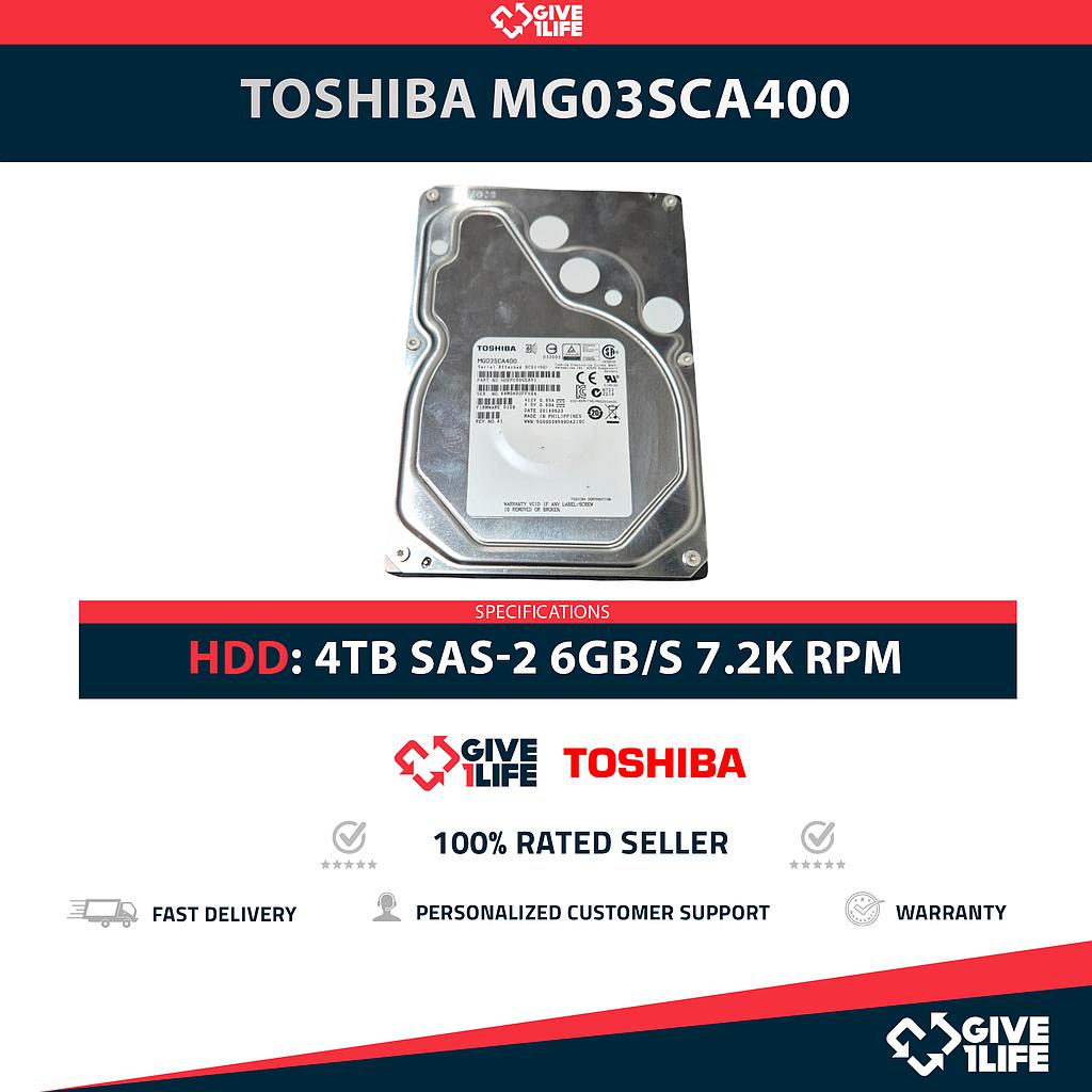 TOSHIBA MG03SCA400 4TB HDD 3.5" SAS-2 6GB/S 7.2K RPM