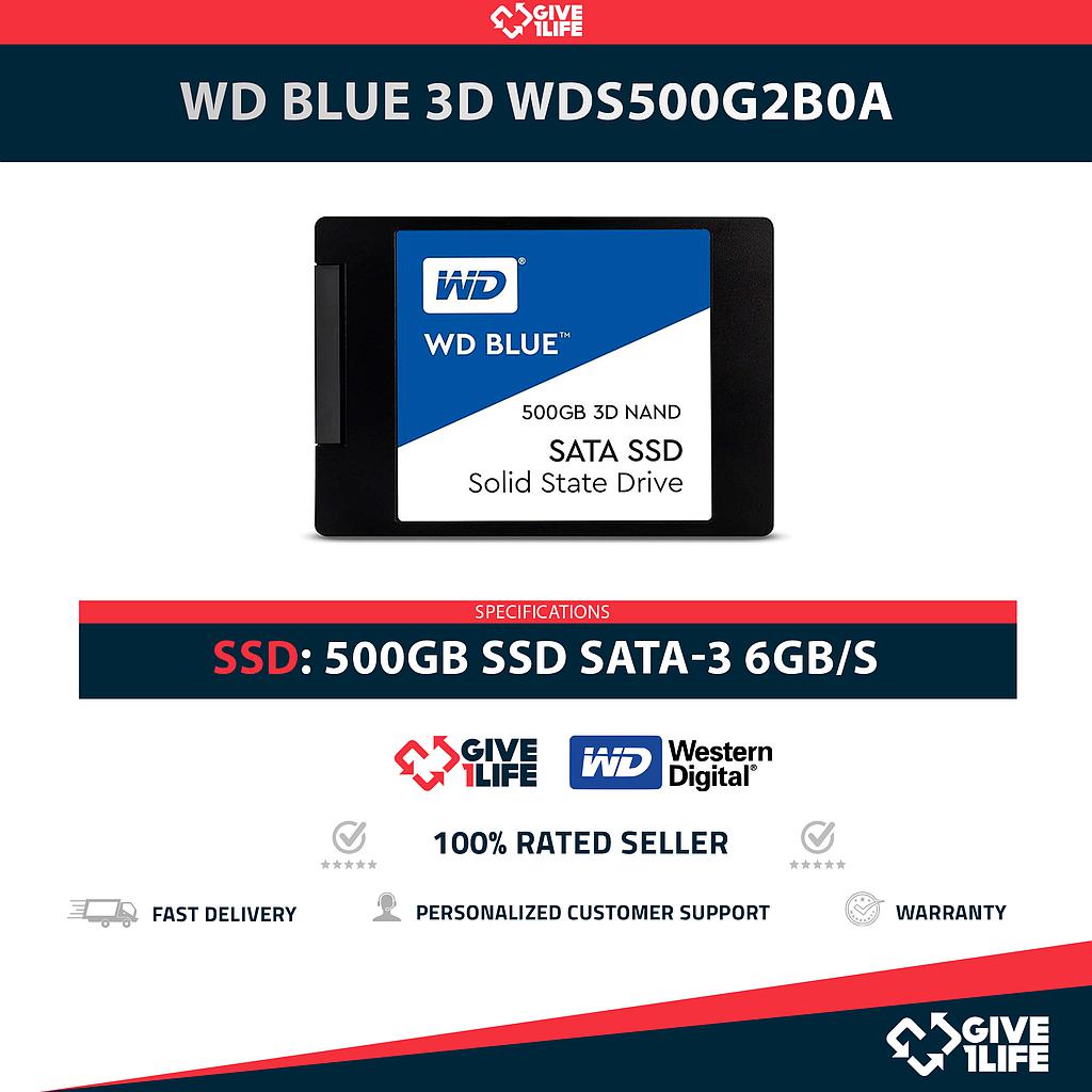 WD BLUE 3D WDS500G2B0A SSD 500GB 2.5″ SATA 6GB/S