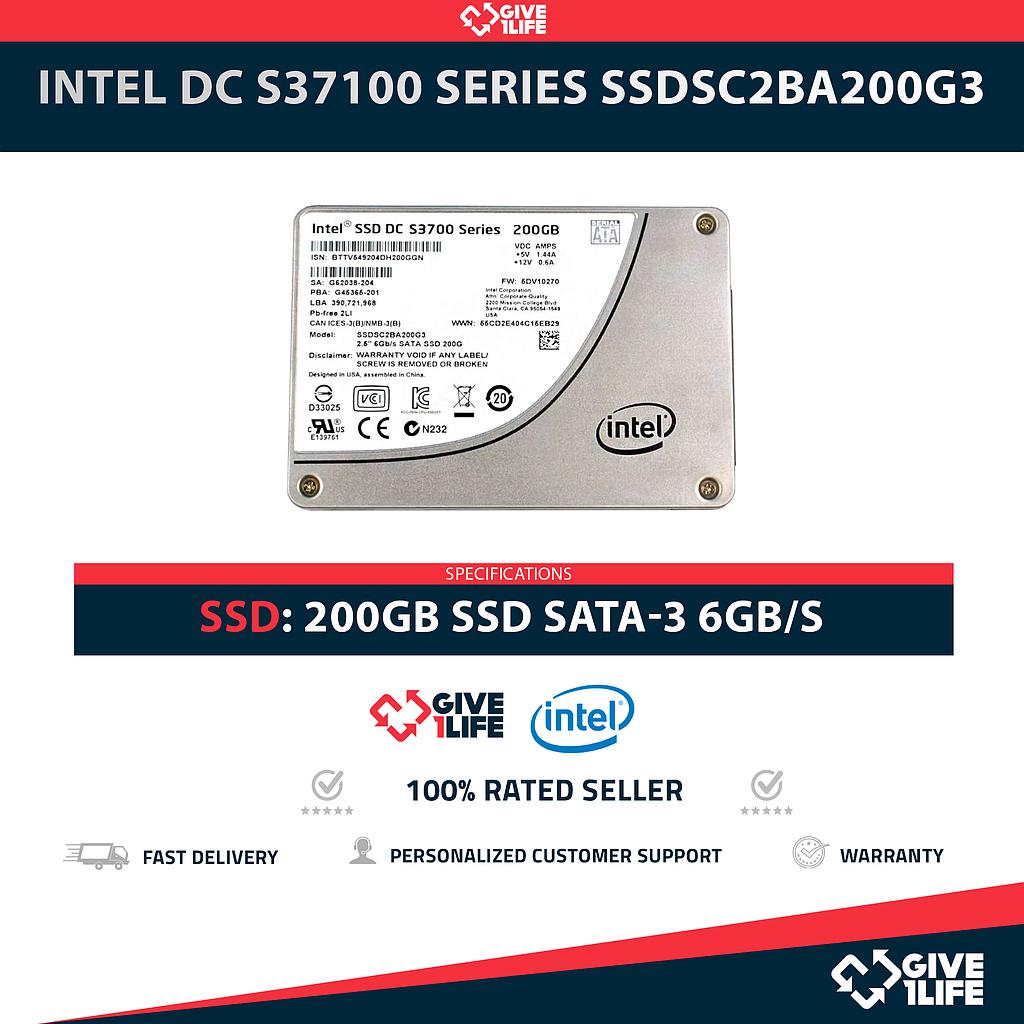 INTEL DC S37100 SERIES SSDSC2BA200G3 SSD 200GB 2.5" SATA 6GB/S