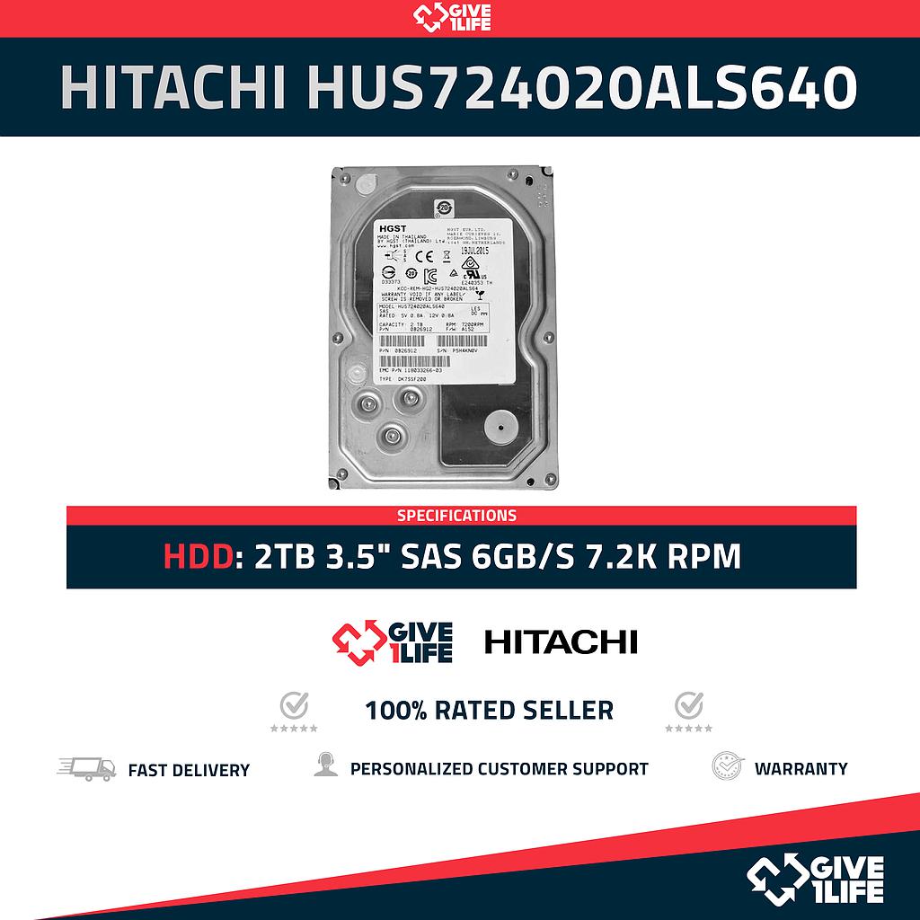 HITACHI HUS724020ALS640 2TB HDD 3.5" SAS 6GB/S 7.2K RPM - ESPECIAL PARA SERVIDORES