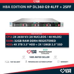 HBA EDITION HP DL360 G9 4LFF + 2SFF 2x E5-2650 V3 + 32GB RAM + H240AR + 530FLR + 2 PSU + 12TB HDD + 2 SSD