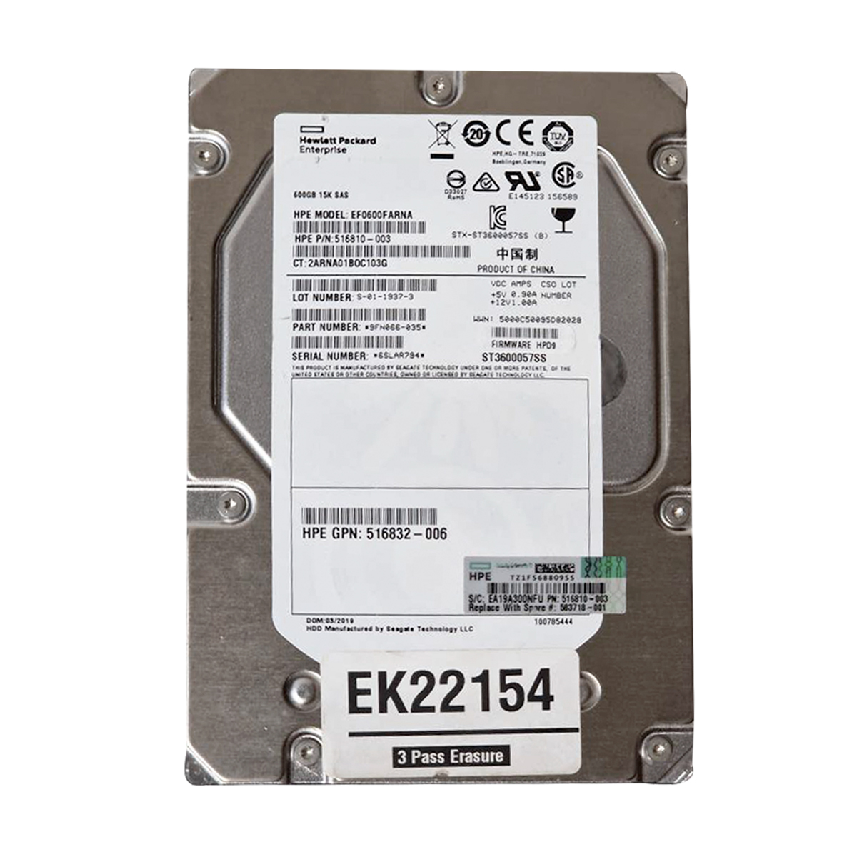 HPE ST3600057SS 600GB HDD 3.5" SAS-2 6GB/S 15.000 RPM 16MB CACHE - 516810-003 - Imagen 2