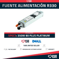Fuente de Alimentación 350W DELL DP/N: 09WR03 80 Plus Platinum for PowerEdge R330