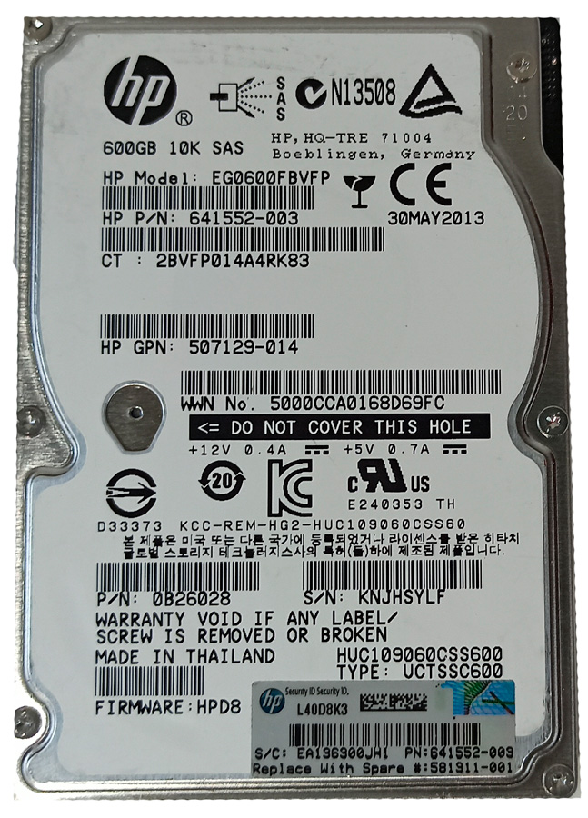 HPE HUC109060CSS600 600GB HDD 2.5" SAS-2 6GB/S 10K 64MB - 641552-003 - Imagen 9