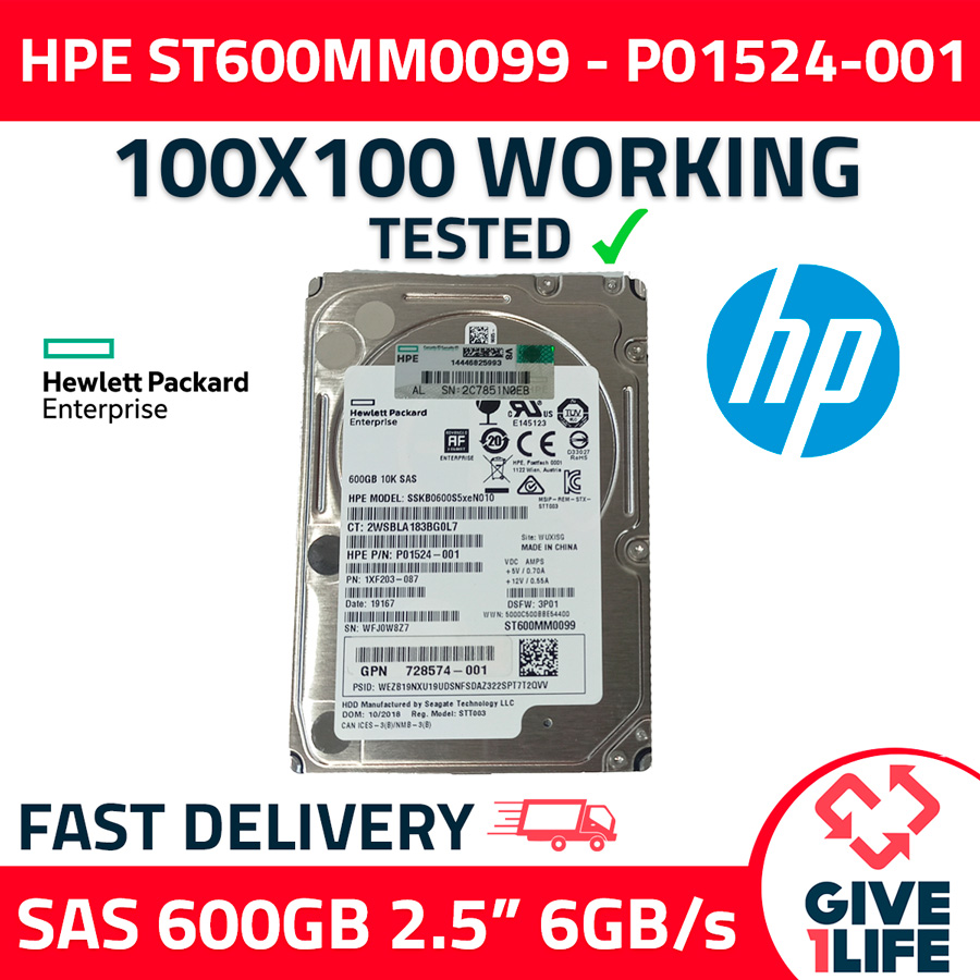 HPE ST600MM0099 600GB HDD 2.5" SAS-2 6GB/S 10K 256MB - P01524-001