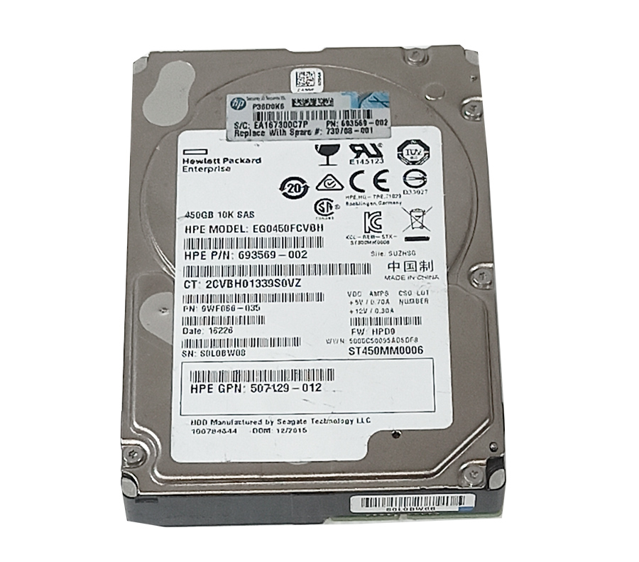 HPE ST450MM0006 450GB HDD 2.5" SAS-2 6GB/S 10K 64MB - 693569-002 - Imagen 2