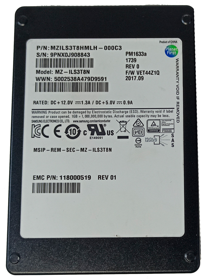 SAMSUNG PM1633a 3.84TB SSD 2.5" SAS-3 12GB/S - MZILS3T8HMLH-000C3 - Imagen 2