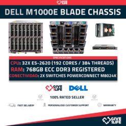 DELL M1000e Blade + 16 x M620 768GB RAM 192CO/384TH + 2X M6220