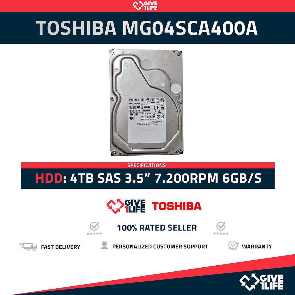 TOSHIBA MG04SCA400A 4TB SAS-2 6GB/S 7.2K RPM 64MB CACHE 3.5"