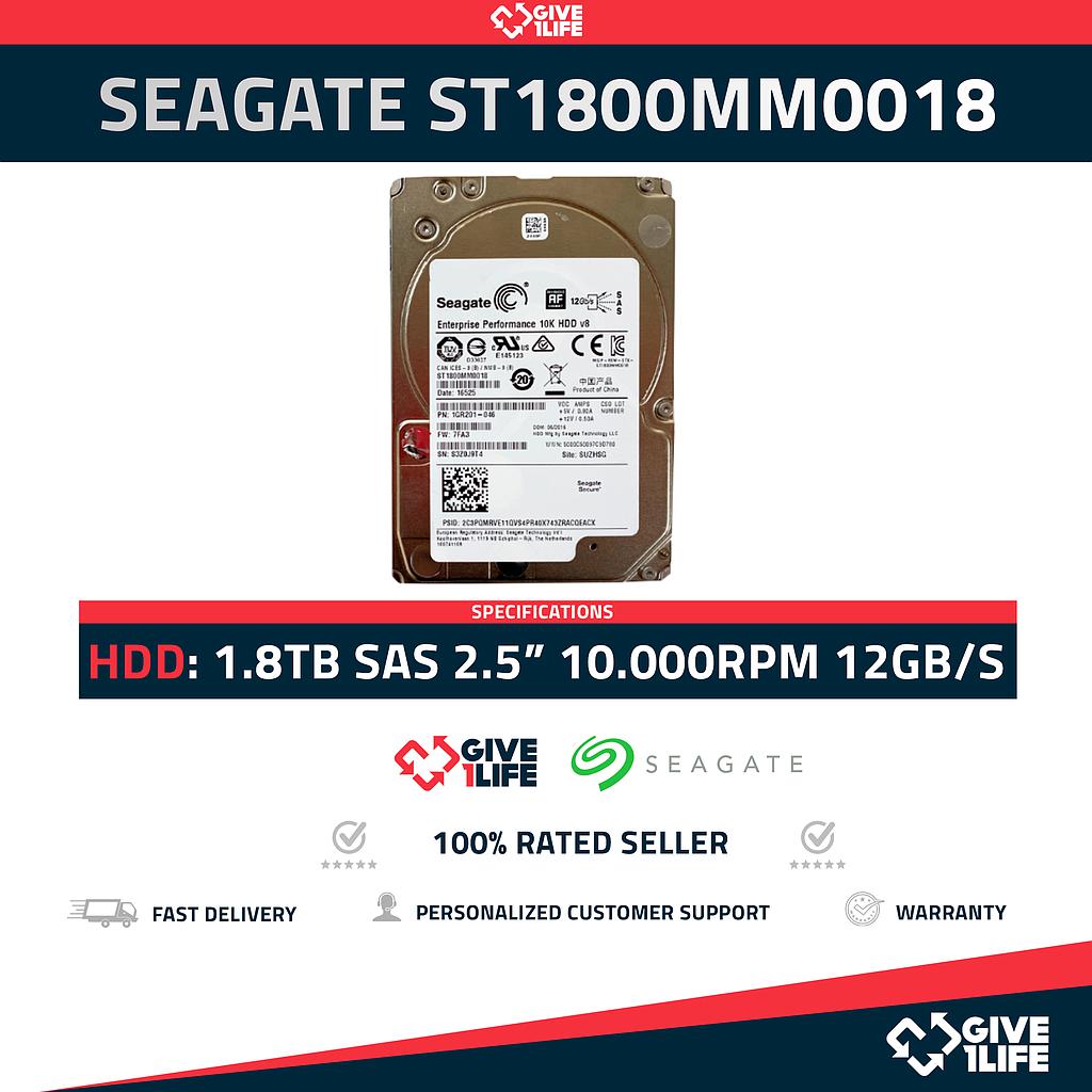SEAGATE ST1800MM0018 SAS 2.5" 1.8TB 10K RPM SAS3 12GB/S 128MB CACHE - SERVIDORES
