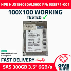 HP HUS156030VLS600 HDD SAS 300GB 3.5" 15K RPM 6GB/S 64MB CACHE PN:533871-001