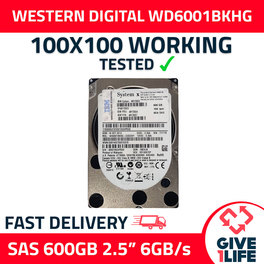 WESTERN DIGITAL WD6001BKHG 600GB HDD 2.5 SAS-2 6GB/S 10K CACHE 128 - SERVIDORES