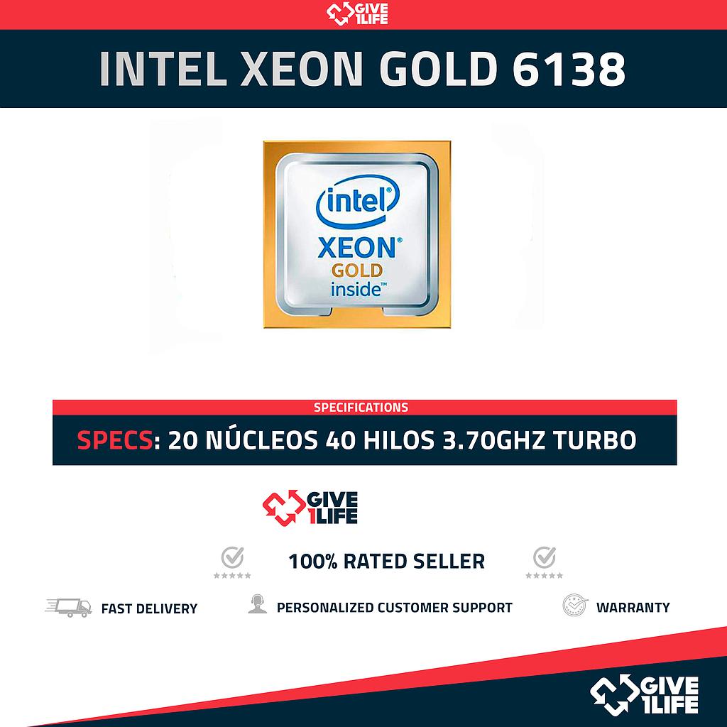 Intel Xeon Gold 6138 20 Núcleos 40 Hilos @3.70GHz Turbo 27.5 MB L3 Cache