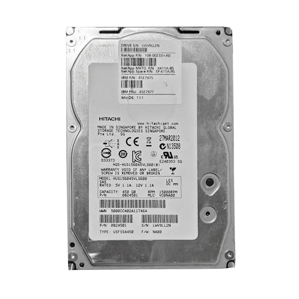 HITACHI HUS156045VLS600 450GB HDD 3.5" SAS-2 6GB/S 15.000 RPM 64MB CACHÉ - Imagen 2