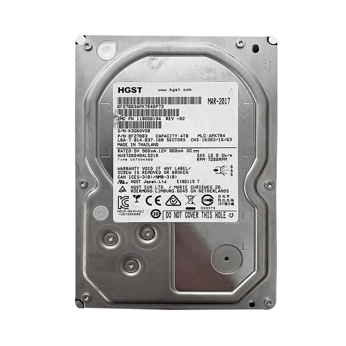 HITACHI HUS726040ALS210 3TB HDD 3.5" SAS-3 12GB/S 7.200 RPM 128 CACHÉ SERVIDORES - Imagen 2