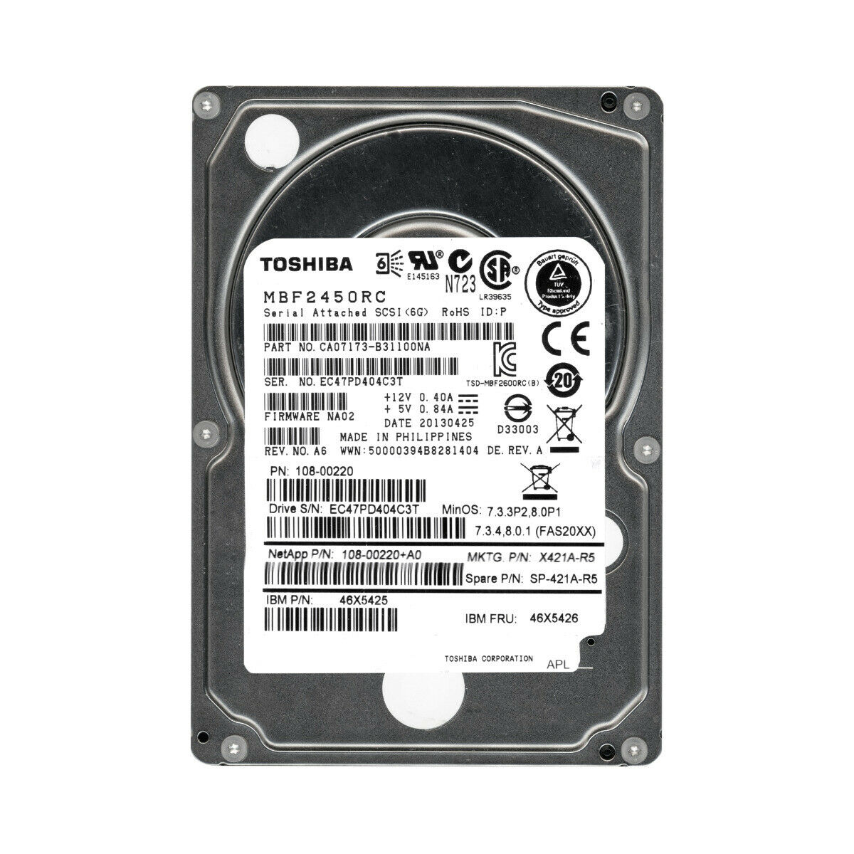 TOSHIBA MBF2450RC 450GB HDD 2,5" SAS-2 6GB/S 10K 16MB - SERVIDOR DELL / HP / IBM - Imagen 2