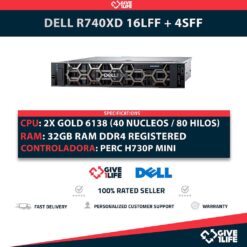 Dell PowerEdge R740XD 16LFF + 4SFF 2x Xeon Gold 6138 40 Núcleos 80 Hilos 32GB RAM PERC H730P Mini + 2 PSU