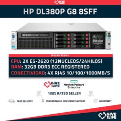 Servidor Rack HP DL380P G8 8SFF 2xE5-2620 +32GB RAM +P420 +2PSU HSTNS-5163
