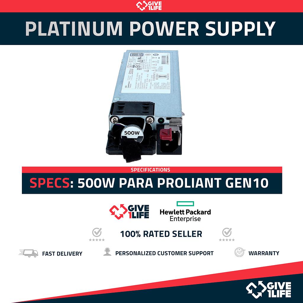 HP 865408-B21 865399-201 Platinum Power Supply 500W para Gen10