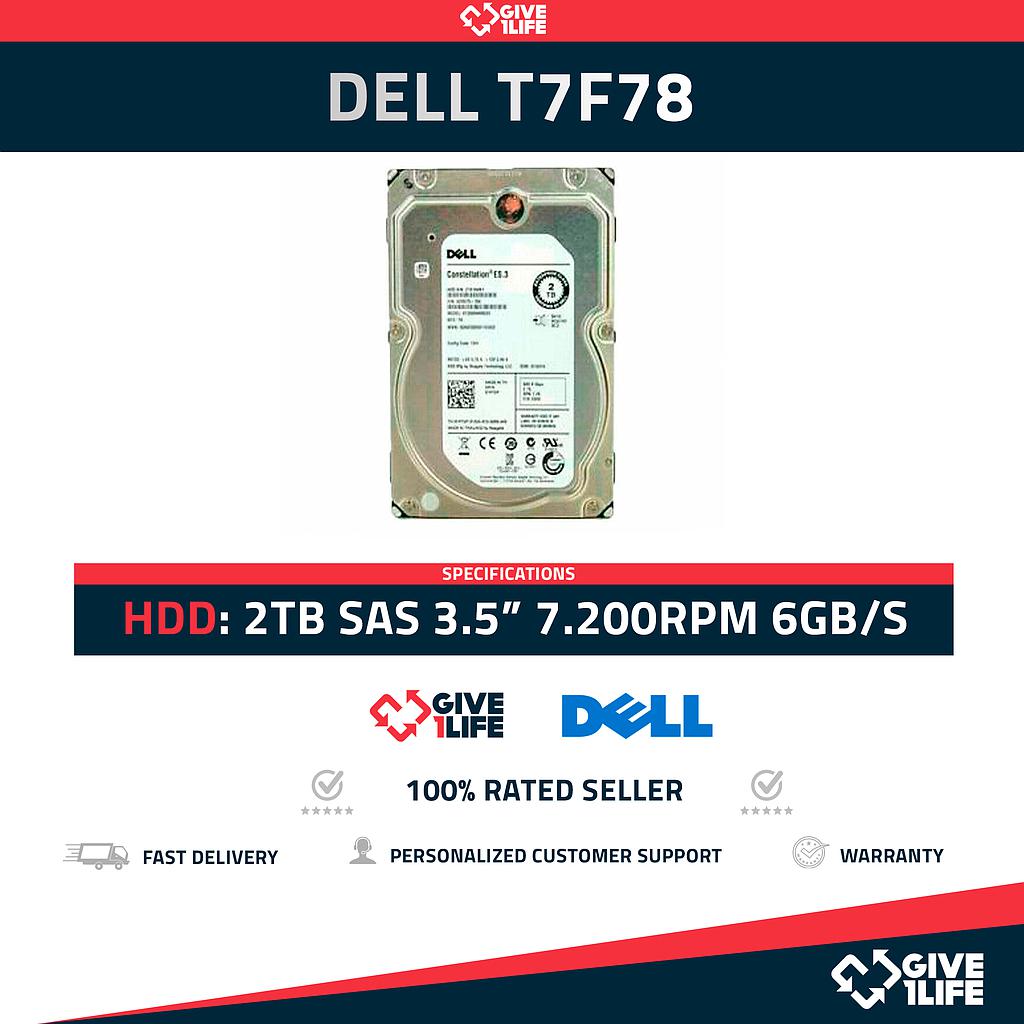 DELL ST2000NM0023 2TB HDD 3.5" SAS-2 6GB/S 7.200 RPM 128MB CACHÉ - T7F78