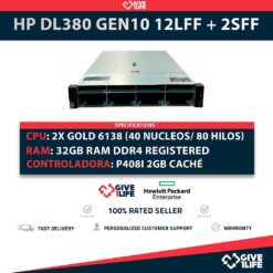 HP Proliant DL380 Gen10 12LFF + 2SFF 2x Gold 6138 (40 Núcleos 80 Hilos) 32GB RAM P408i 2x PSU