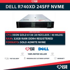Servidor Rack DELL PowerEdge R740XD 24SFF NVME 2x Gold 6138 + 32GB DDR4 + 2 PSU